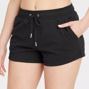 Women's Size Small Auden Fleece Shorts, Black, Lounge, Knit, Pull-On, Midweight